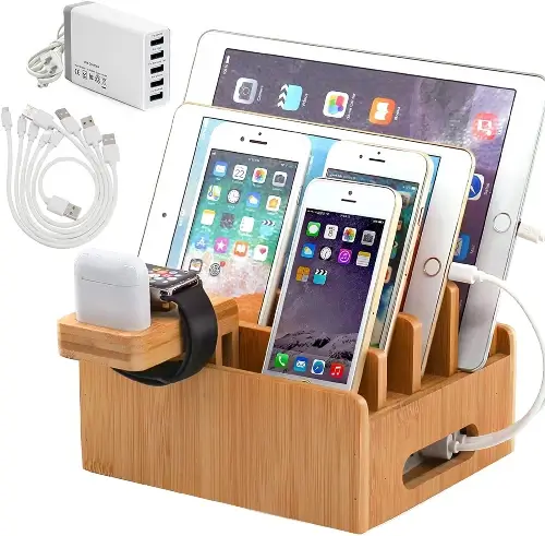Pezin and Hulin Bamboo Charging Station Wooden Docking Stations